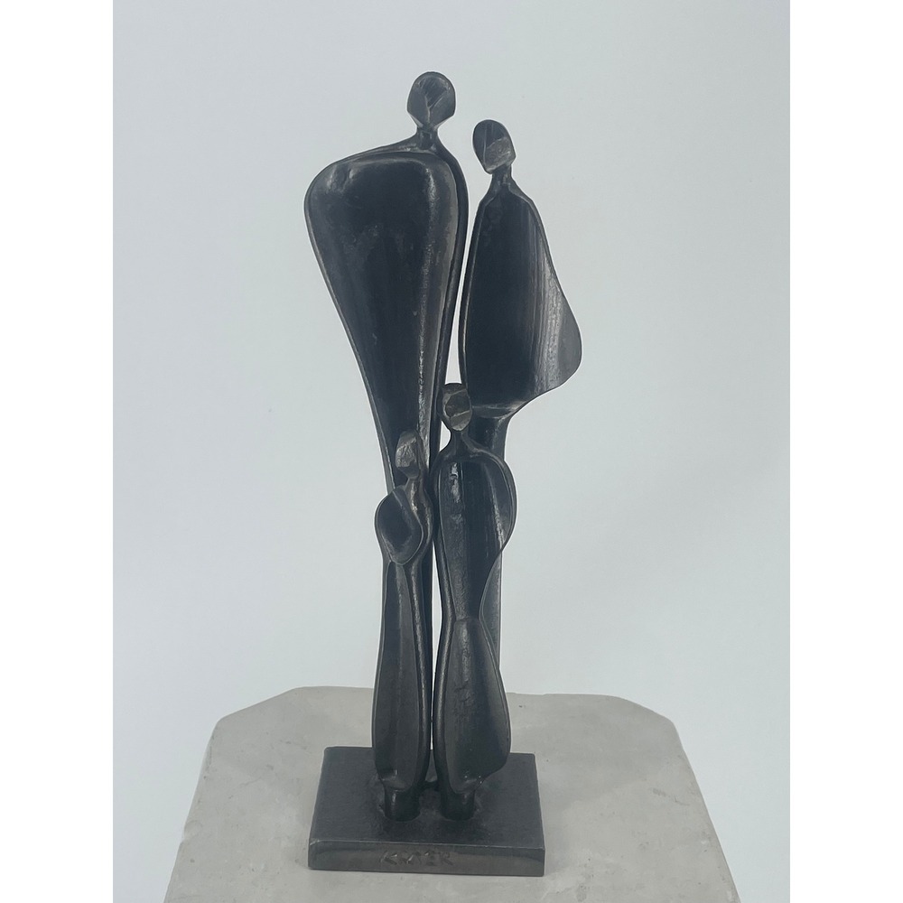 Boris Kramer Family With Two Children Hand Forged Steel Sculpture Signed 12"